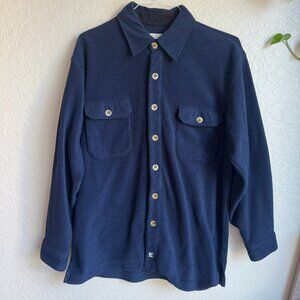 Juneau Alaska Navy Blue Fleece Button-Up Shirt Jacket Men’s L